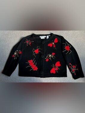 Price firm - Michael Simon L XL heart Bugs spider sweater cardigan valentines
